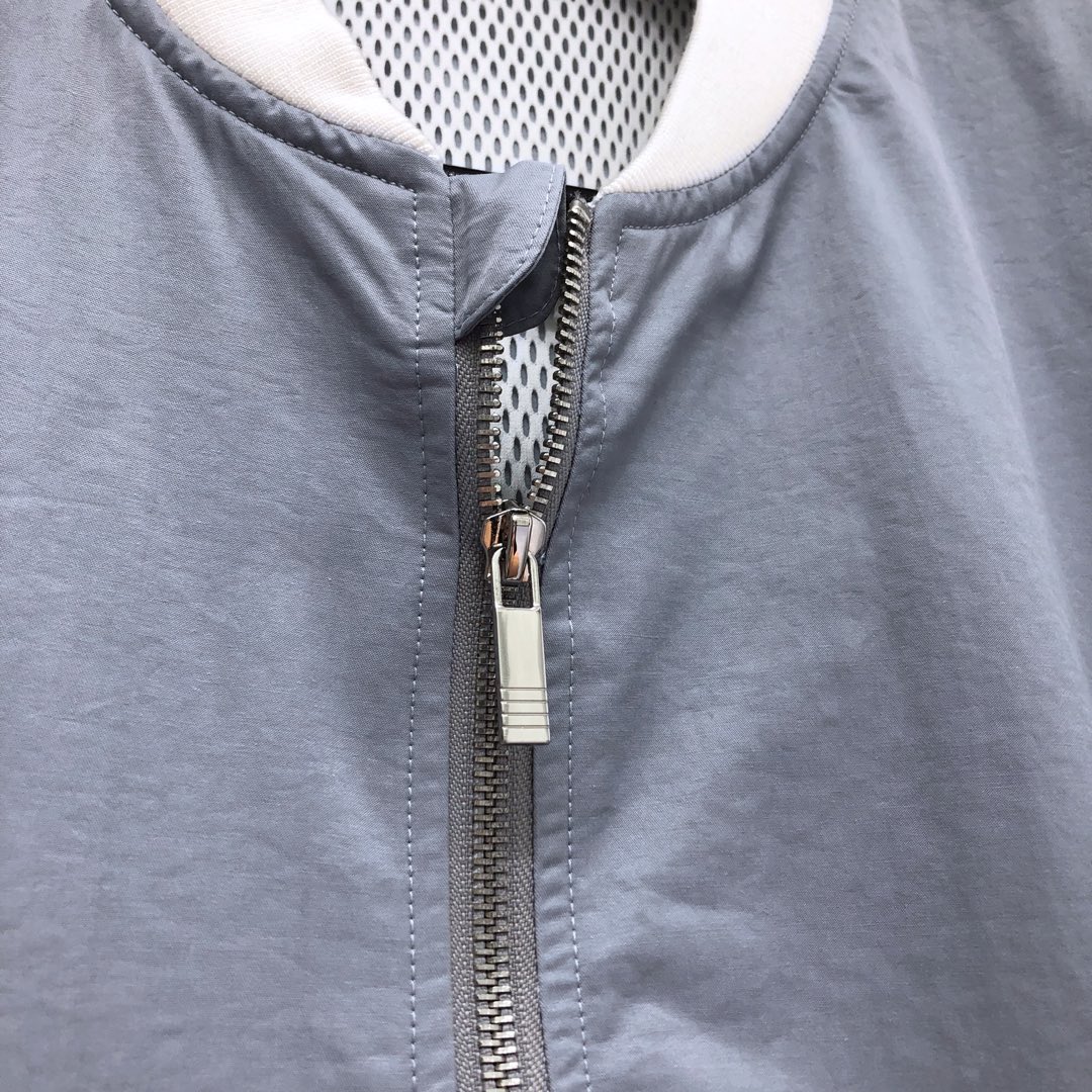 THOM BROWNE 经典四杠拉链棒球服夹克 外套 长袖 灰色 蓝色