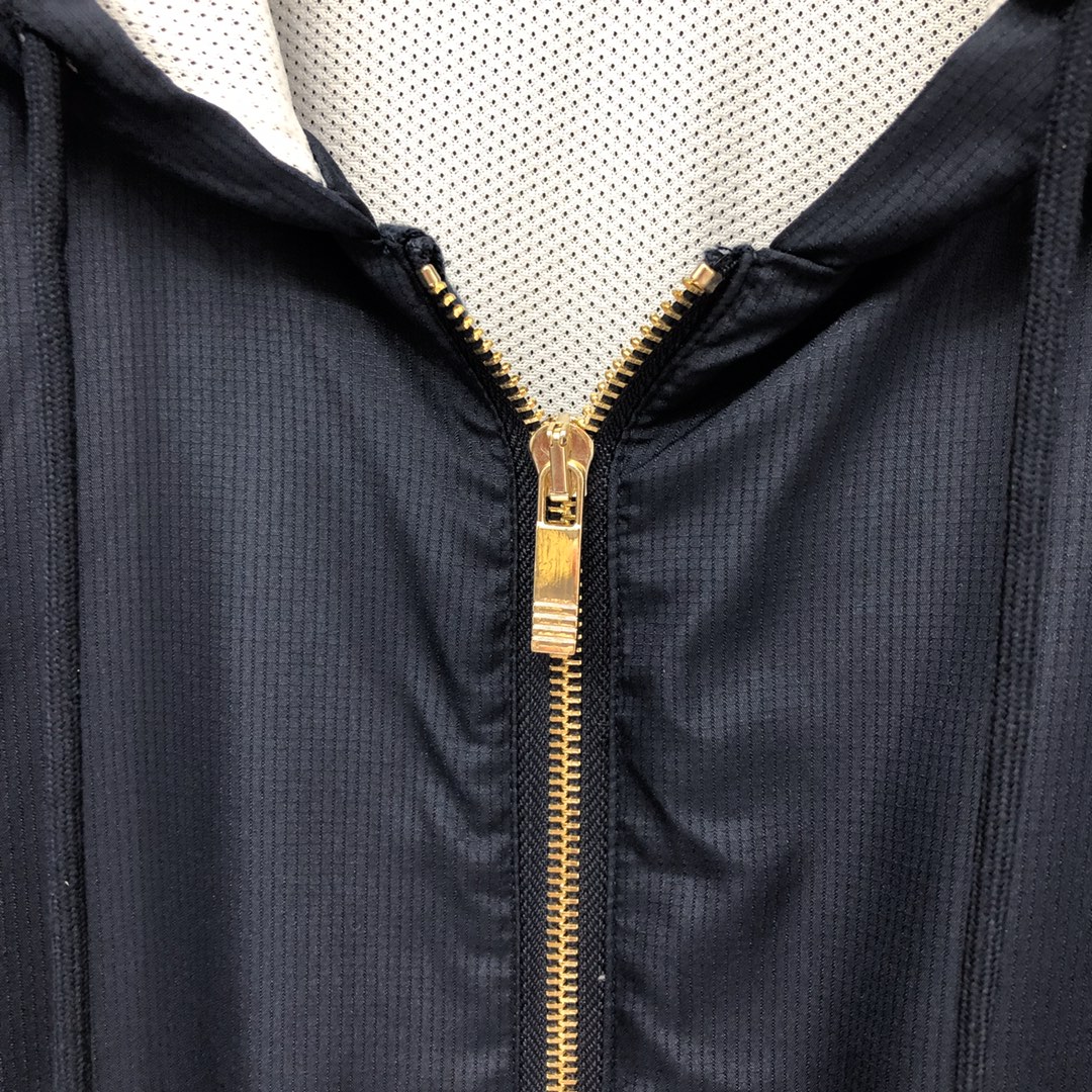 THOM BROWNE 经典四杠网眼透气拉链连帽夹克 外套 长袖 藏青色