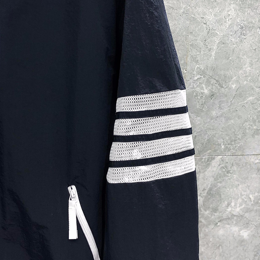 THOM BROWNE 网眼四杠拉链连帽夹克 外套 长袖 白色 灰色 藏青色