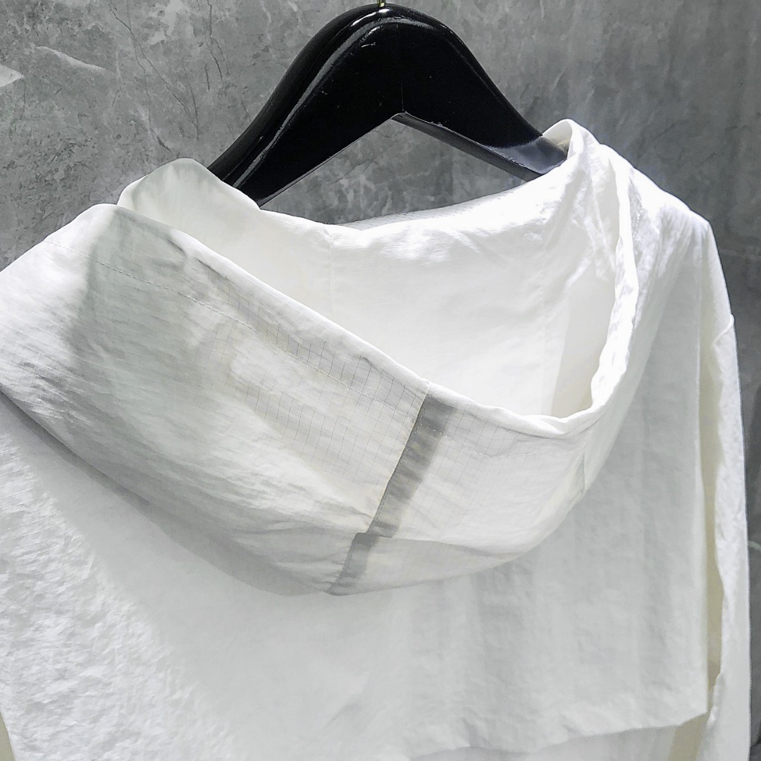 THOM BROWNE 网眼四杠拉链连帽夹克 外套 长袖 白色 灰色 藏青色