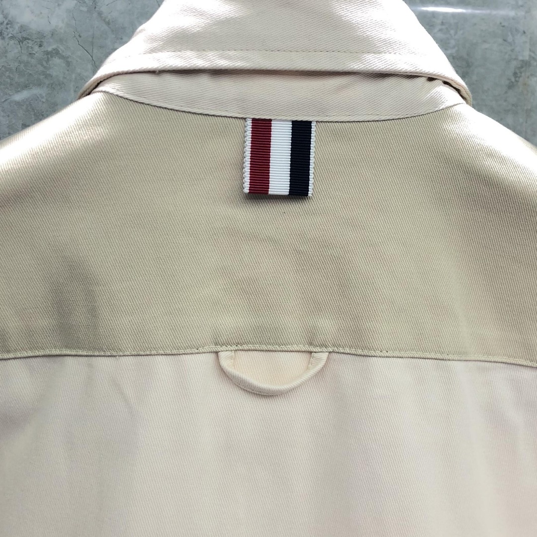 THOM BROWNE 经典四杠拼色衬衫夹克 外套 长袖 卡其色