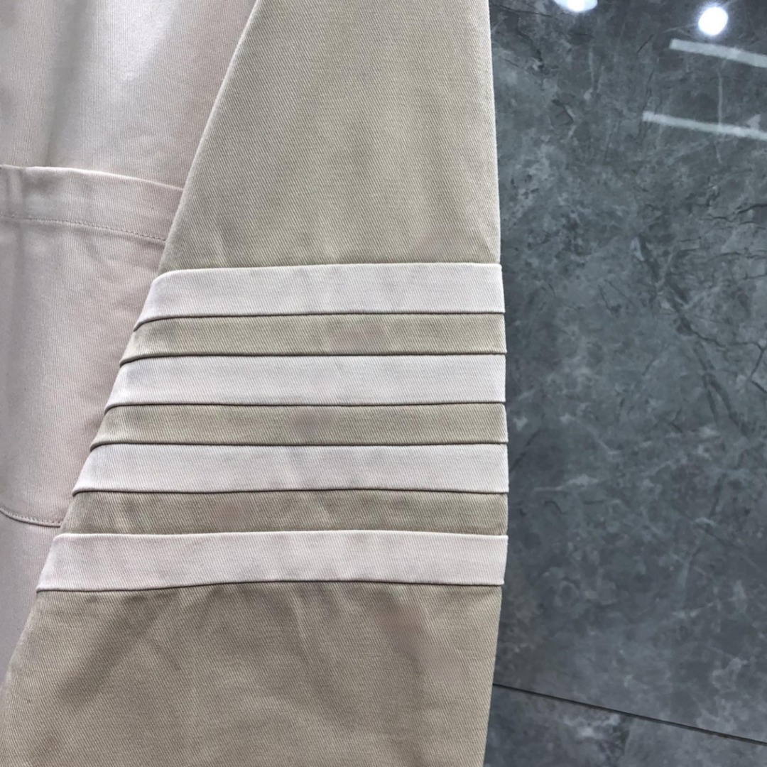 THOM BROWNE 经典四杠拼色衬衫夹克 外套 长袖 卡其色