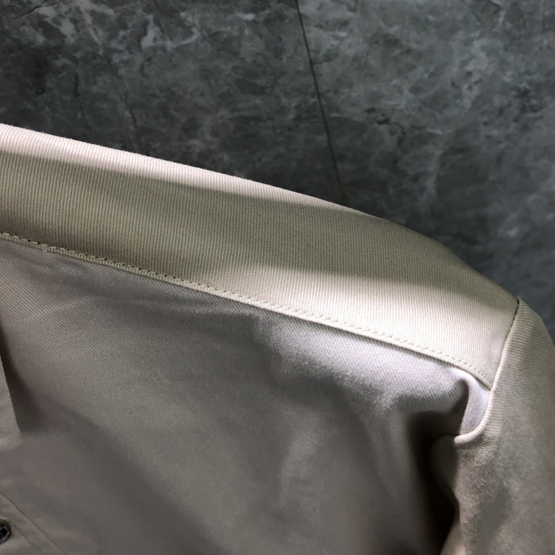 THOM BROWNE 经典四杠拼色衬衫夹克 外套 长袖 卡其色