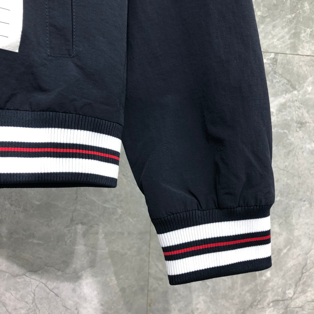 THOM BROWNE 双层拉链连帽夹克 外套 长袖 灰色 藏青色