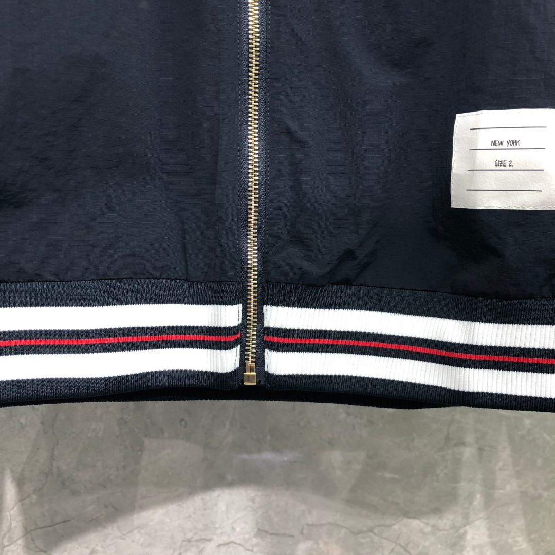 THOM BROWNE 双层拉链连帽夹克 外套 长袖 灰色 藏青色