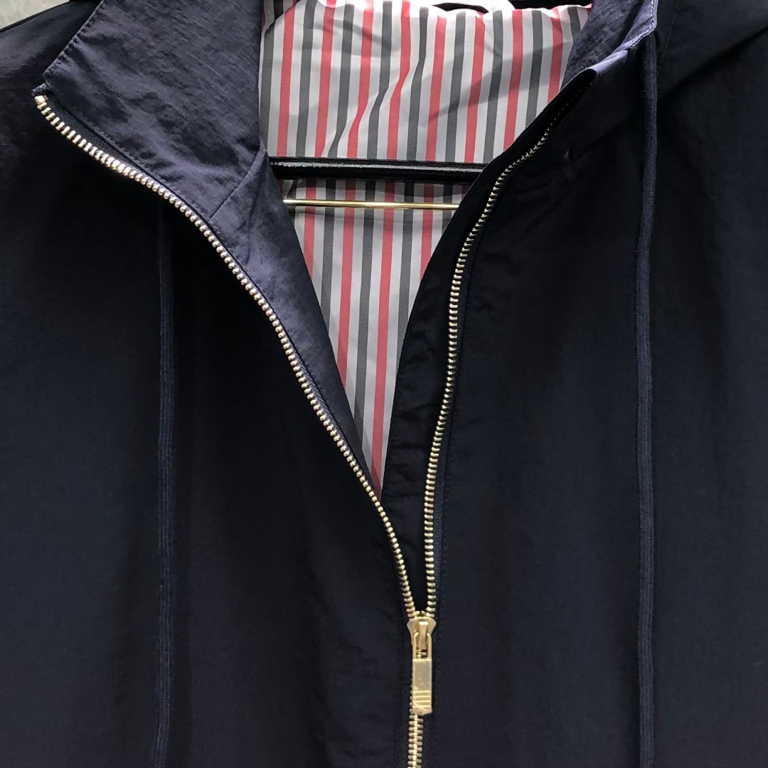 THOM BROWNE 双层拉链连帽夹克 外套 长袖 灰色 藏青色