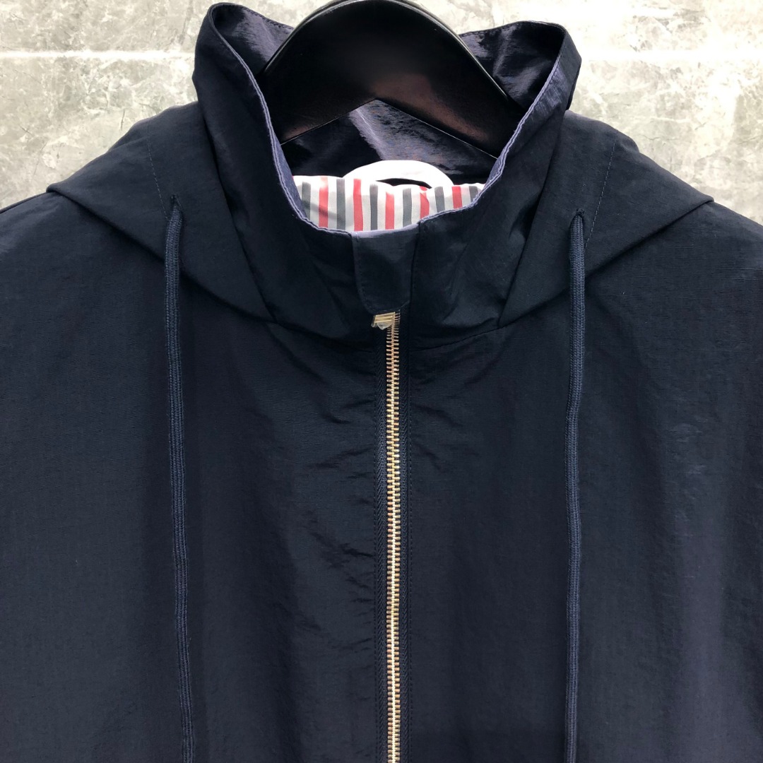 THOM BROWNE 双层拉链连帽夹克 外套 长袖 灰色 藏青色
