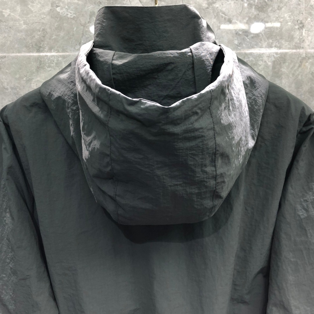 THOM BROWNE 双层拉链连帽夹克 外套 长袖 灰色 藏青色