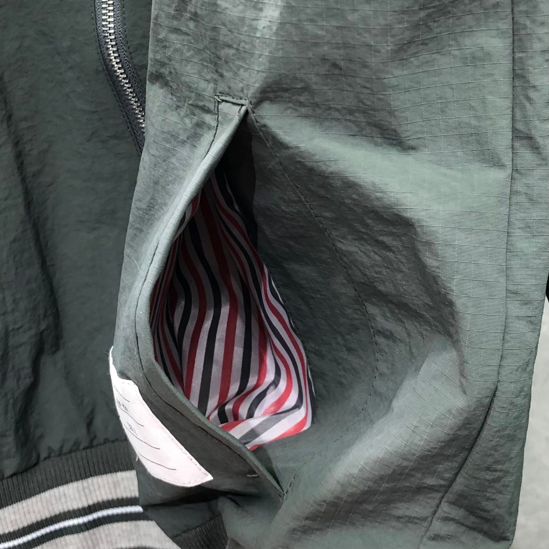 THOM BROWNE 双层拉链连帽夹克 外套 长袖 灰色 藏青色