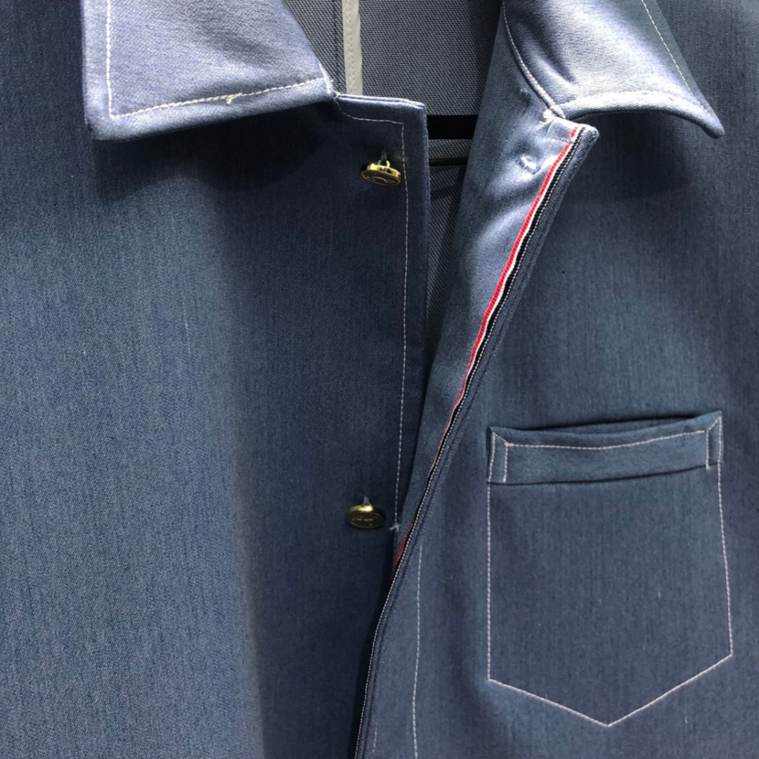 THOM BROWNE 多口袋明线牛仔外套 夹克 外套 长袖 浅蓝色 藏青色