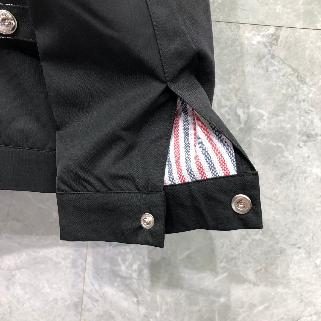 THOM BROWNE 双侧织带双层拉链夹克 外套 长袖 灰色 黑色