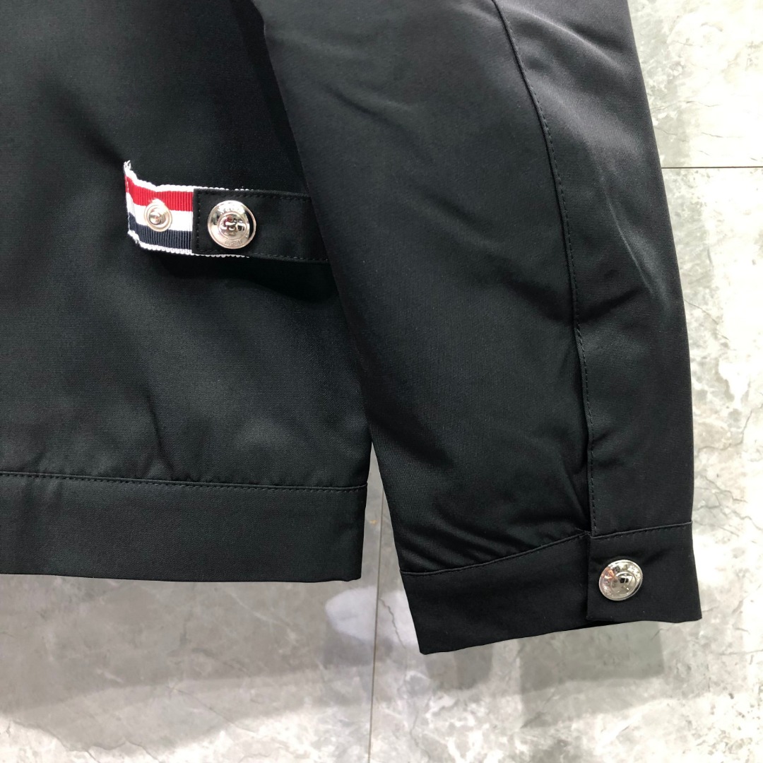 THOM BROWNE 双侧织带双层拉链夹克 外套 长袖 灰色 黑色