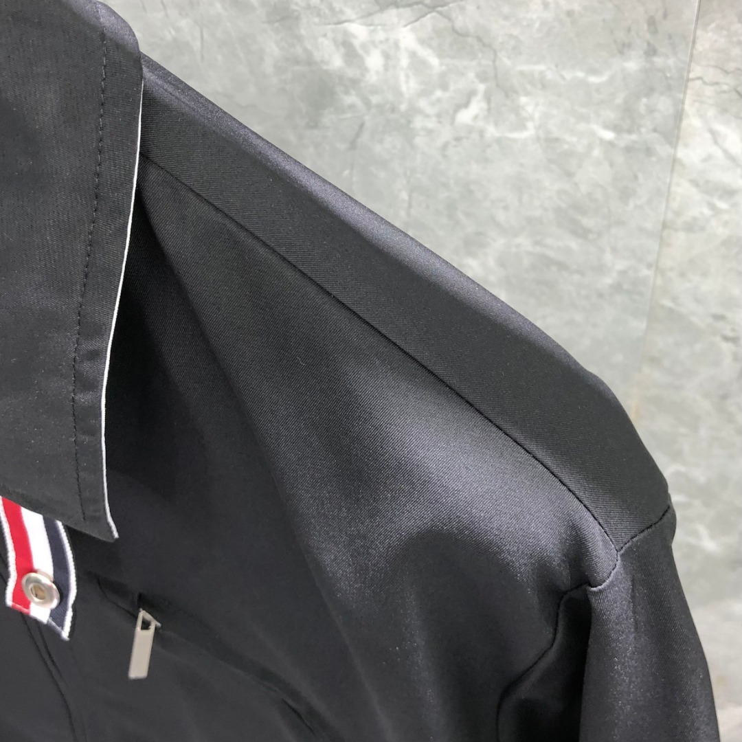 THOM BROWNE 双侧织带双层拉链夹克 外套 长袖 灰色 黑色