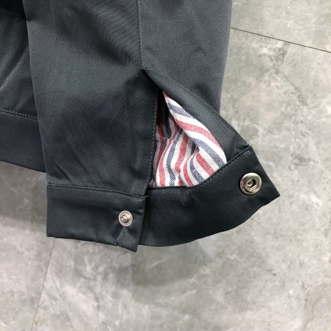 THOM BROWNE 双侧织带双层拉链夹克 外套 长袖 灰色 黑色