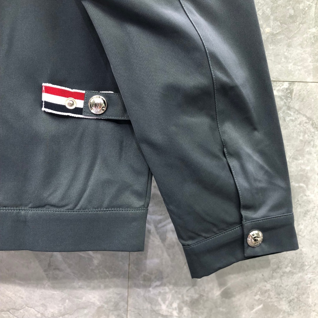 THOM BROWNE 双侧织带双层拉链夹克 外套 长袖 灰色 黑色