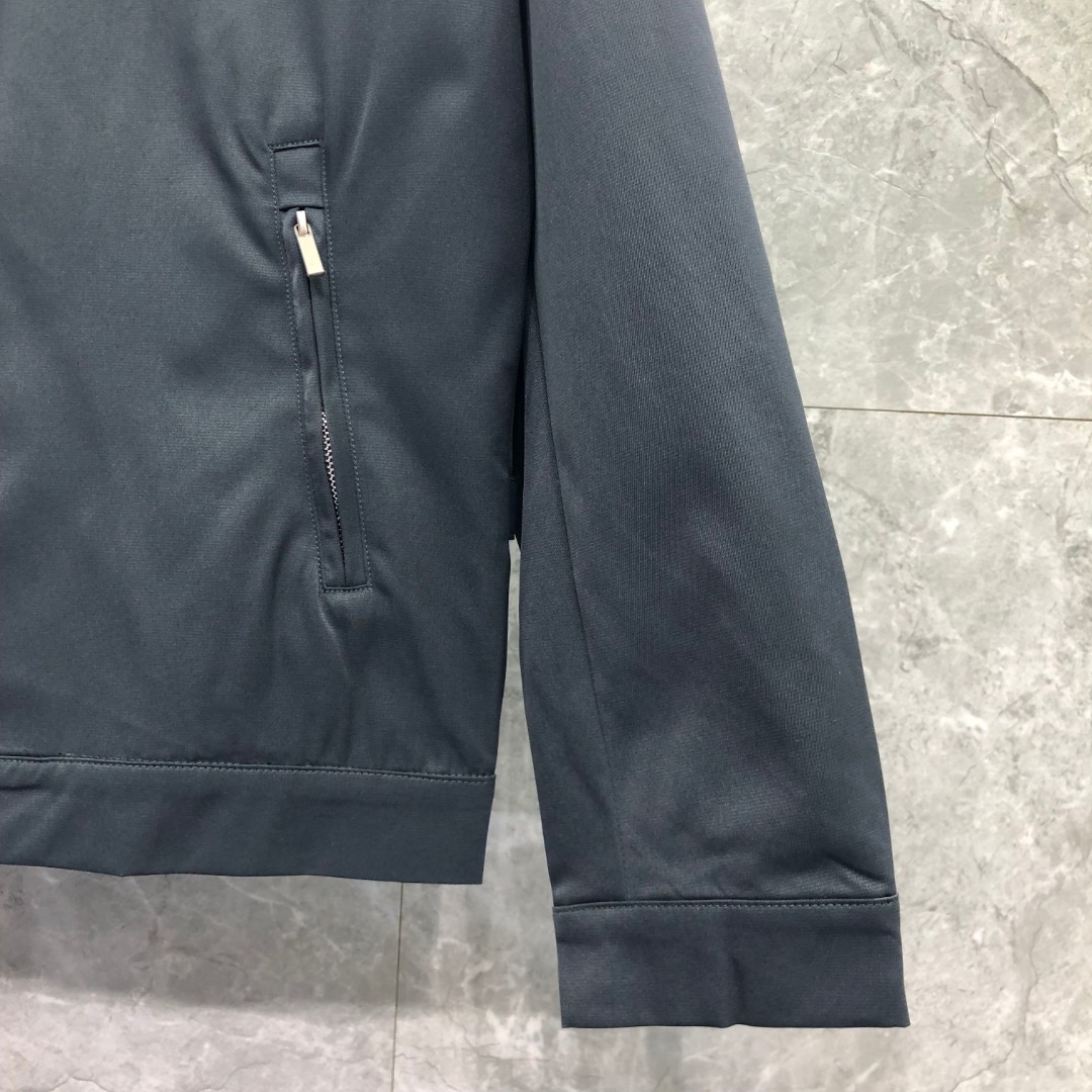 THOM BROWNE 双侧织带双层拉链夹克 外套 长袖 灰色 黑色