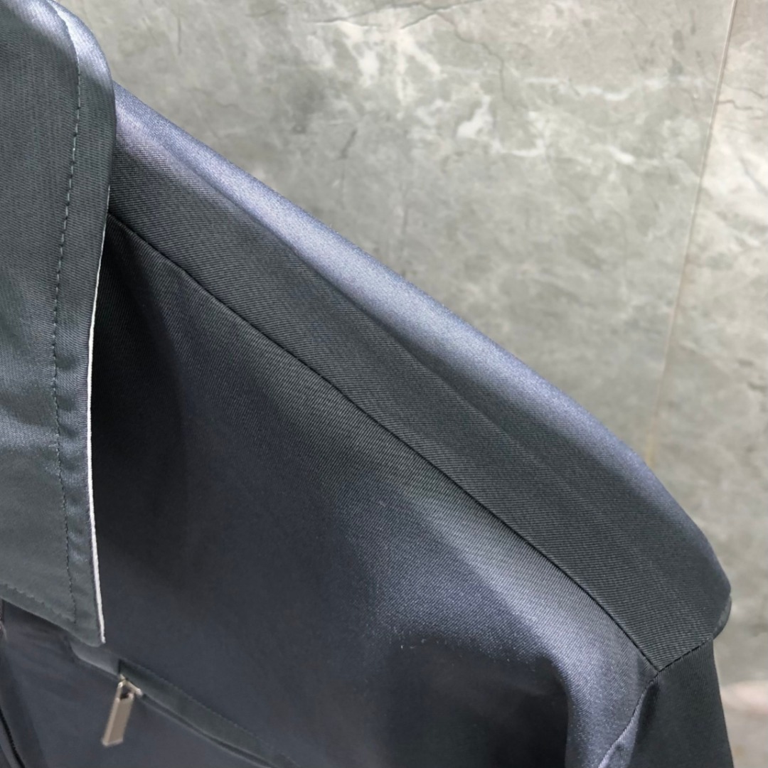 THOM BROWNE 双侧织带双层拉链夹克 外套 长袖 灰色 黑色