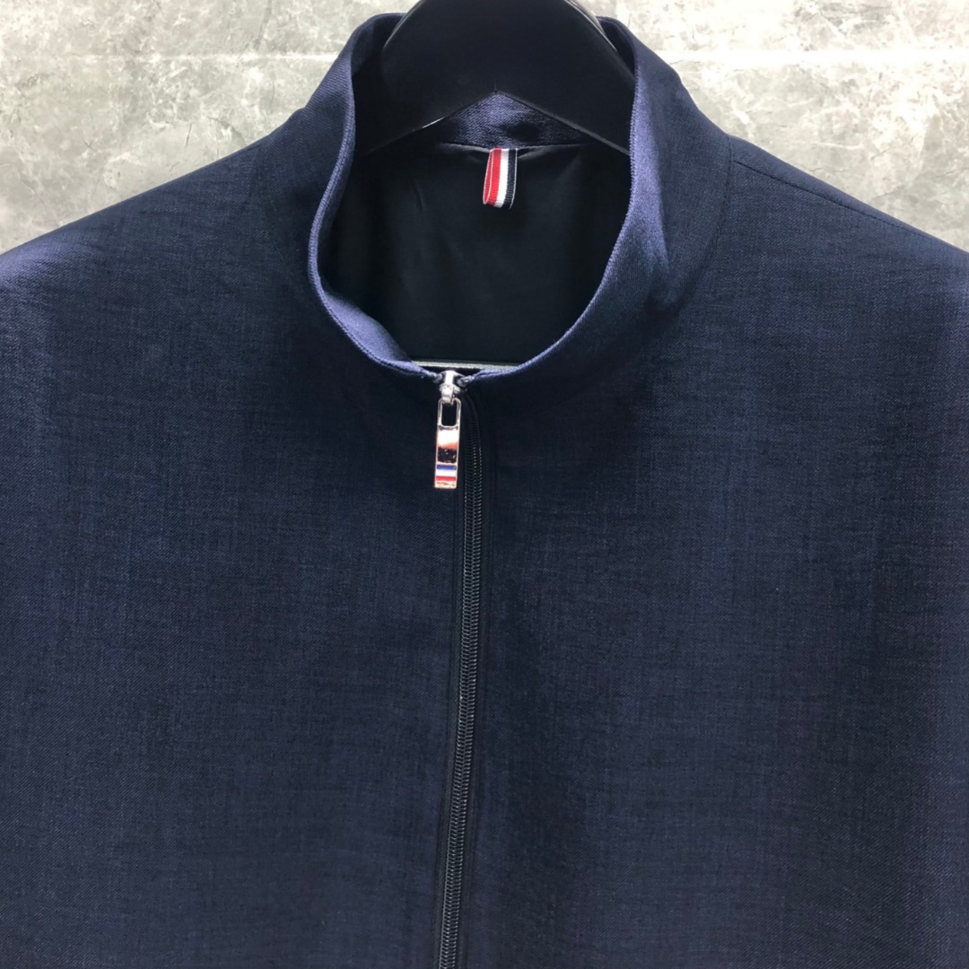 THOM BROWNE 经典四杠拉链立领夹克 外套 长袖 灰色 藏青色