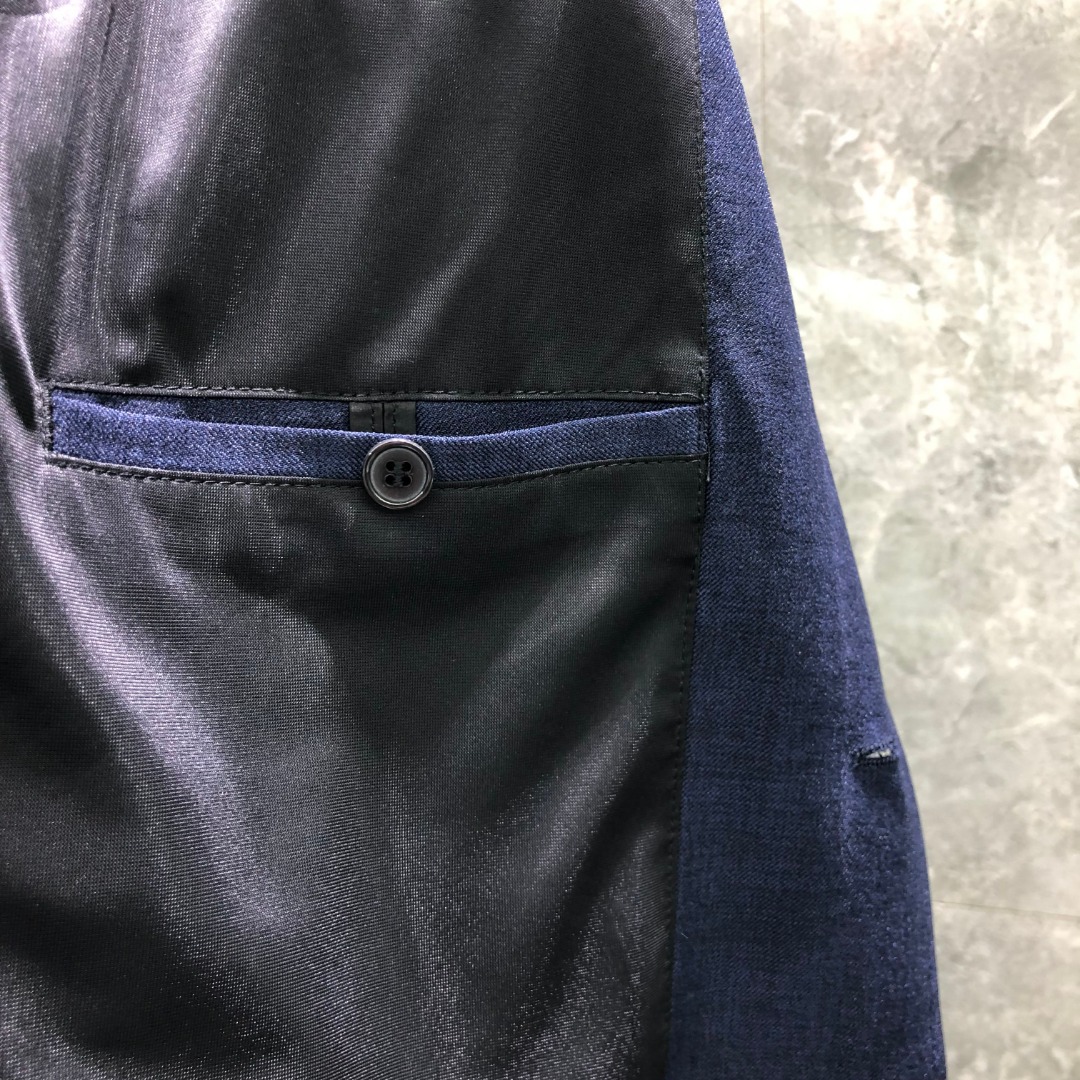 THOM BROWNE 经典四杠翻领纽扣夹克 外套 长袖 灰色 藏青色