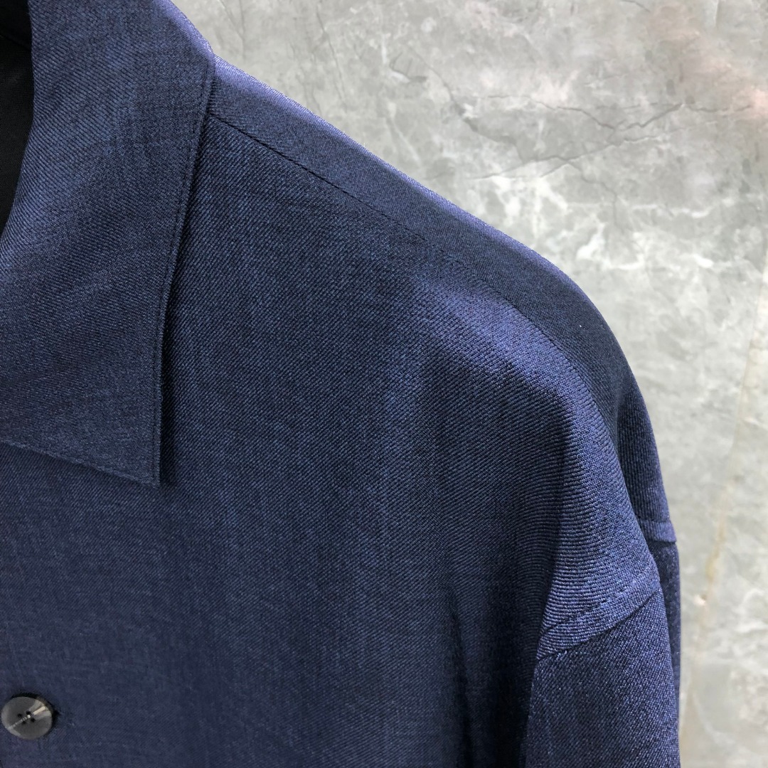 THOM BROWNE 经典四杠翻领纽扣夹克 外套 长袖 灰色 藏青色