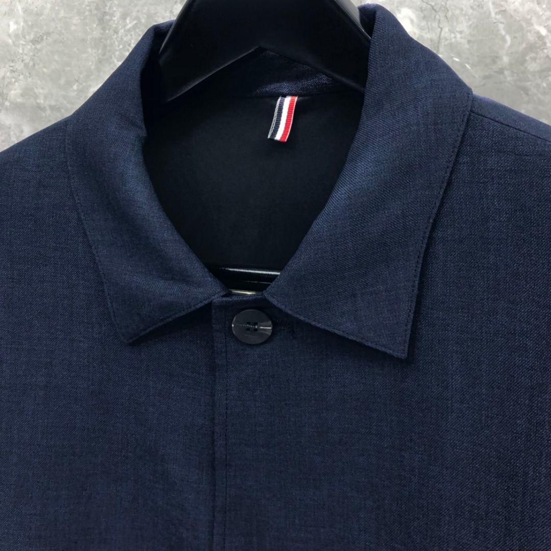 THOM BROWNE 经典四杠翻领纽扣夹克 外套 长袖 灰色 藏青色