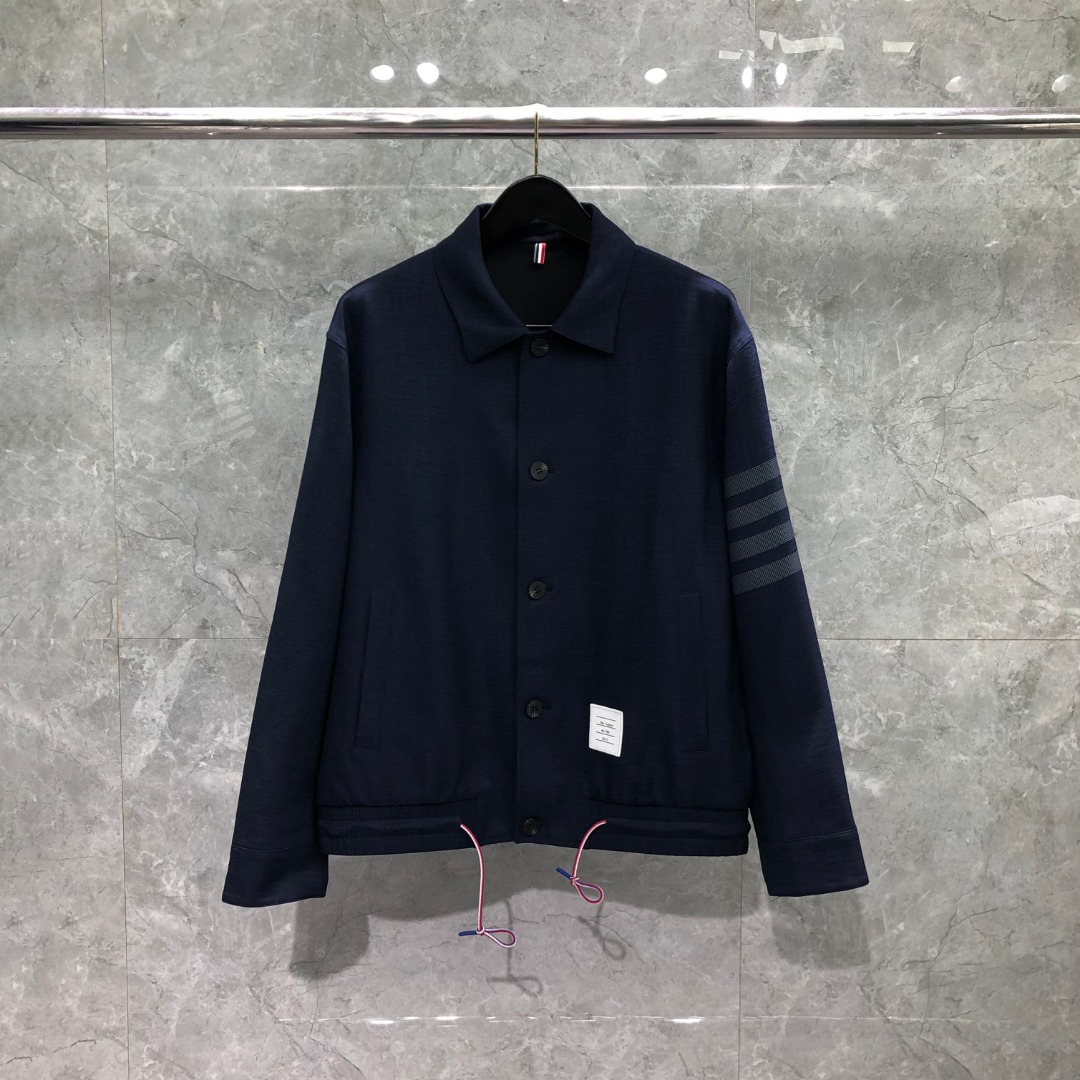 THOM BROWNE 经典四杠翻领纽扣夹克 外套 长袖 灰色 藏青色