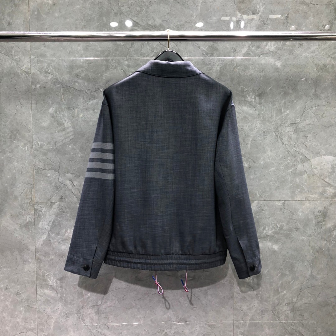 THOM BROWNE 经典四杠翻领纽扣夹克 外套 长袖 灰色 藏青色