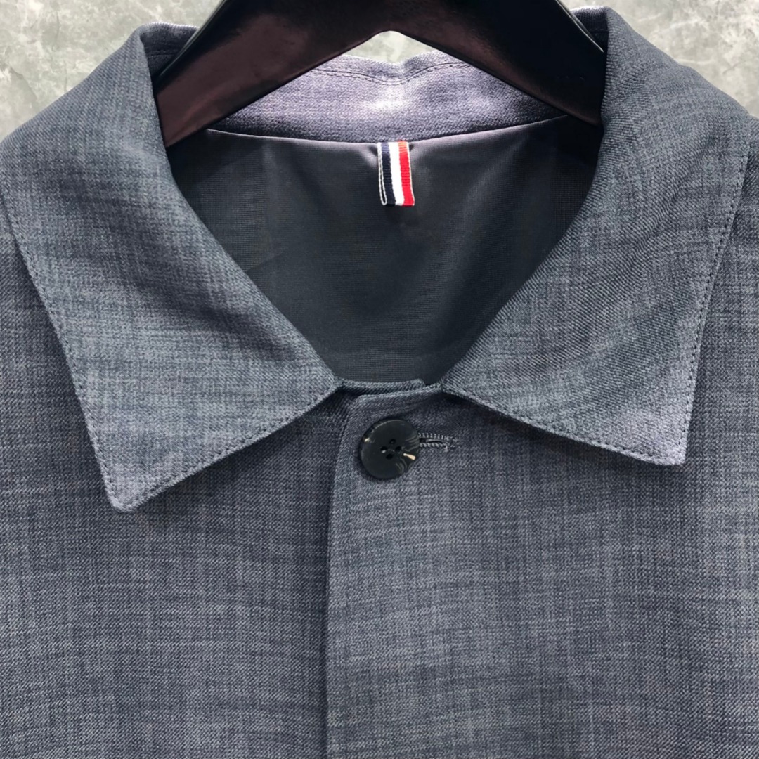 THOM BROWNE 经典四杠翻领纽扣夹克 外套 长袖 灰色 藏青色