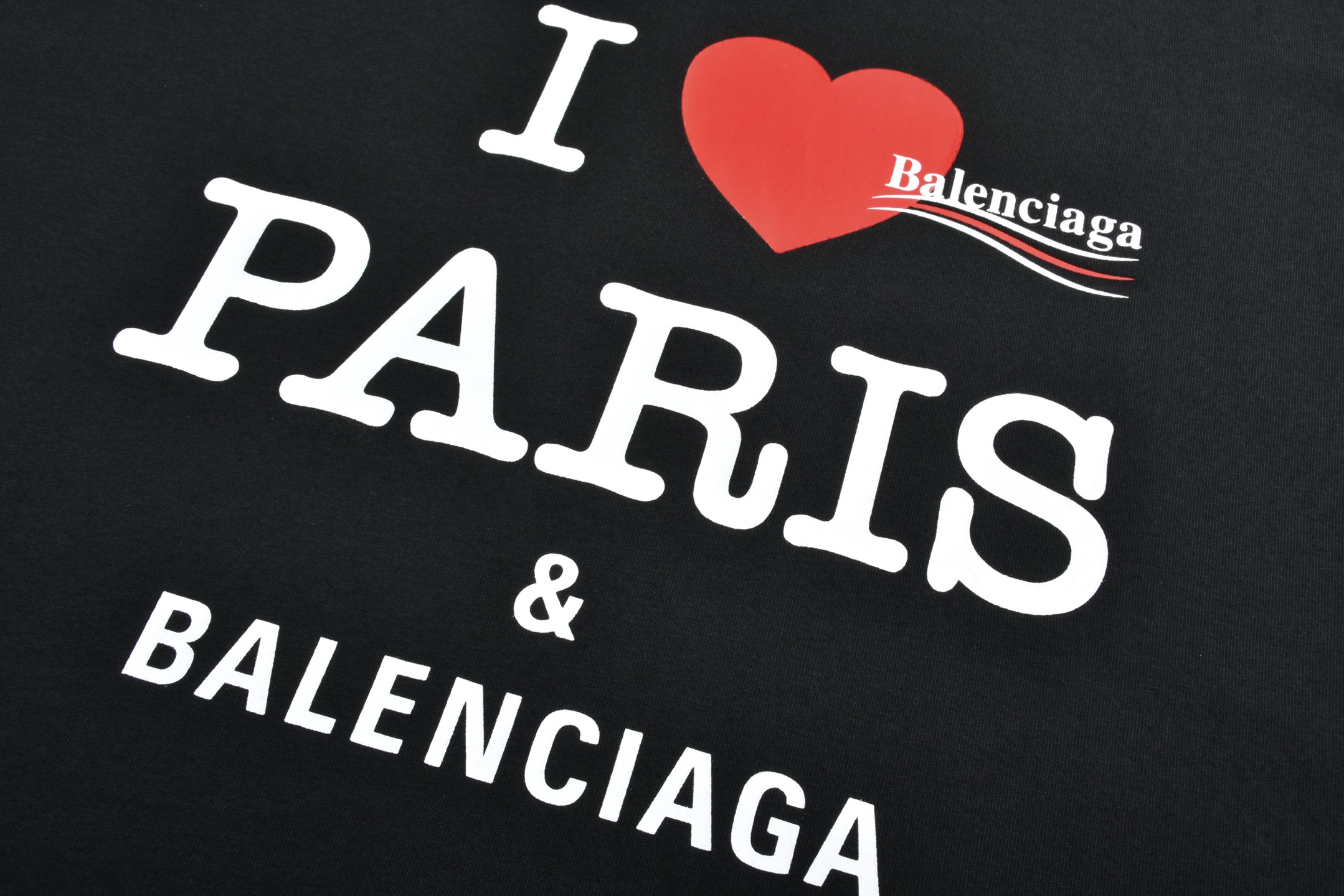 Balenciaga 巴黎世家 我爱巴黎字母logo印花圆领短袖 T恤 夏季 白色 黑色 620969TSVY79040