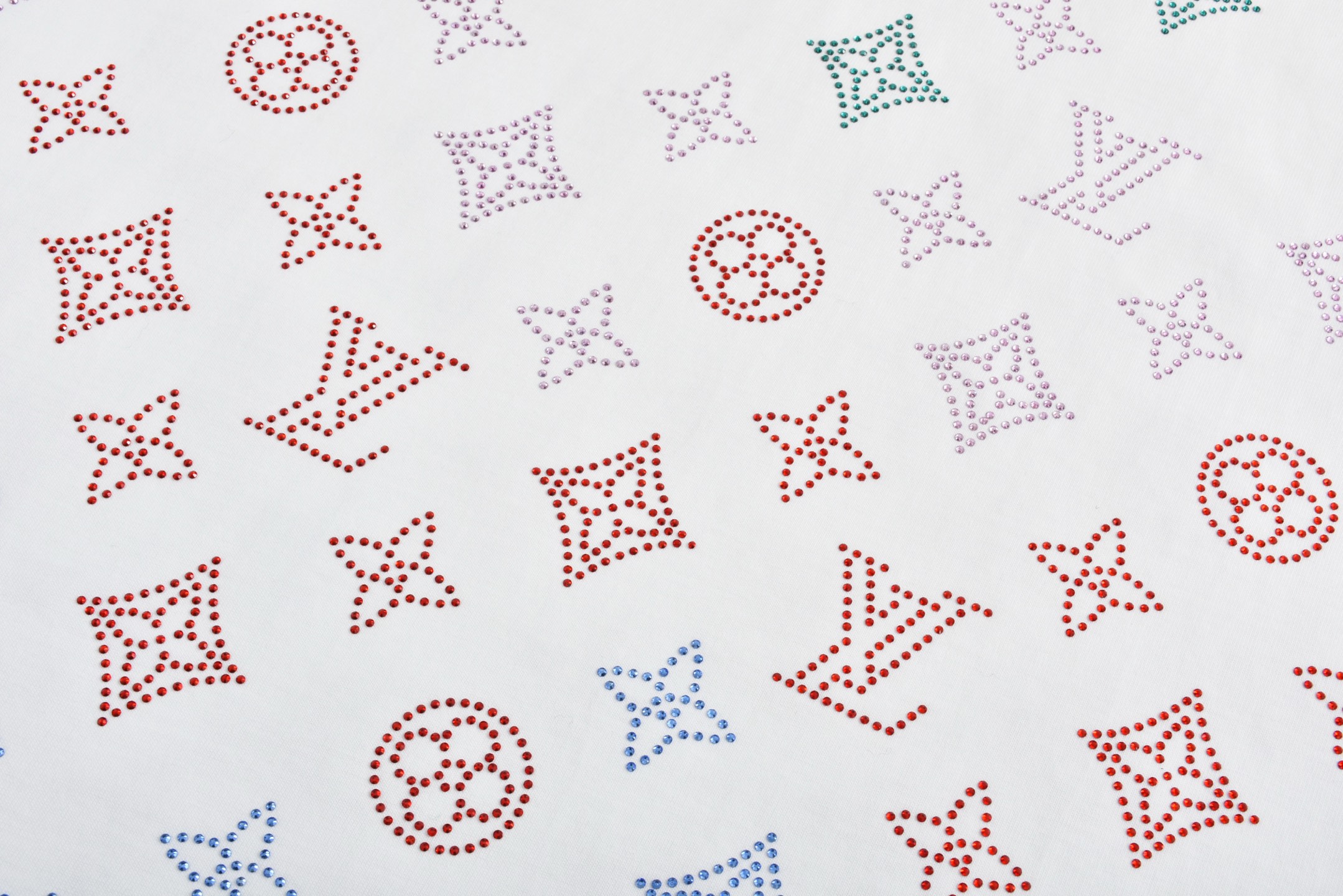 LOUIS VUITTON 路易威登 彩色字母logo烫钻Polo衫 T恤 短袖 白色