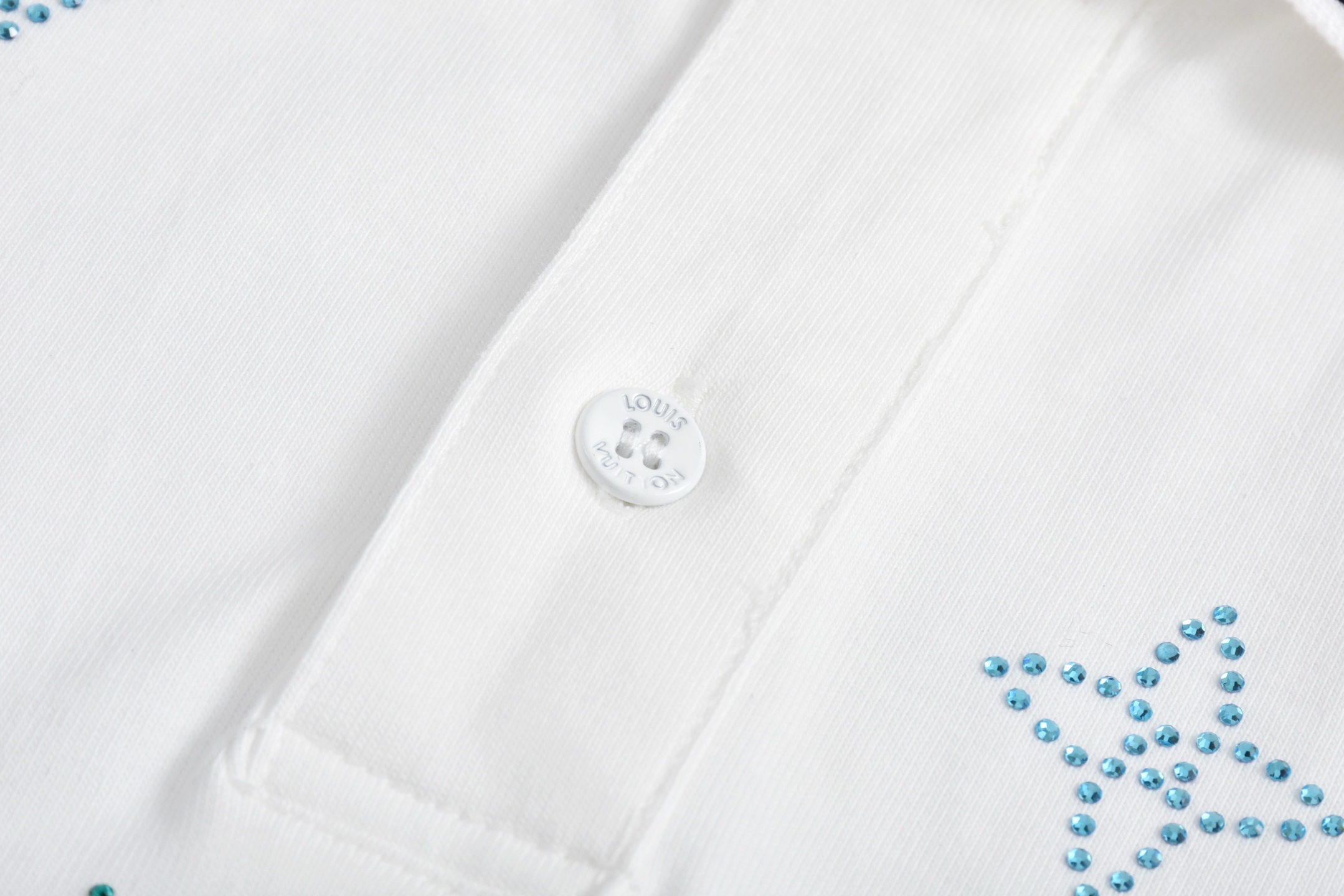 LOUIS VUITTON 路易威登 彩色字母logo烫钻Polo衫 T恤 短袖 白色