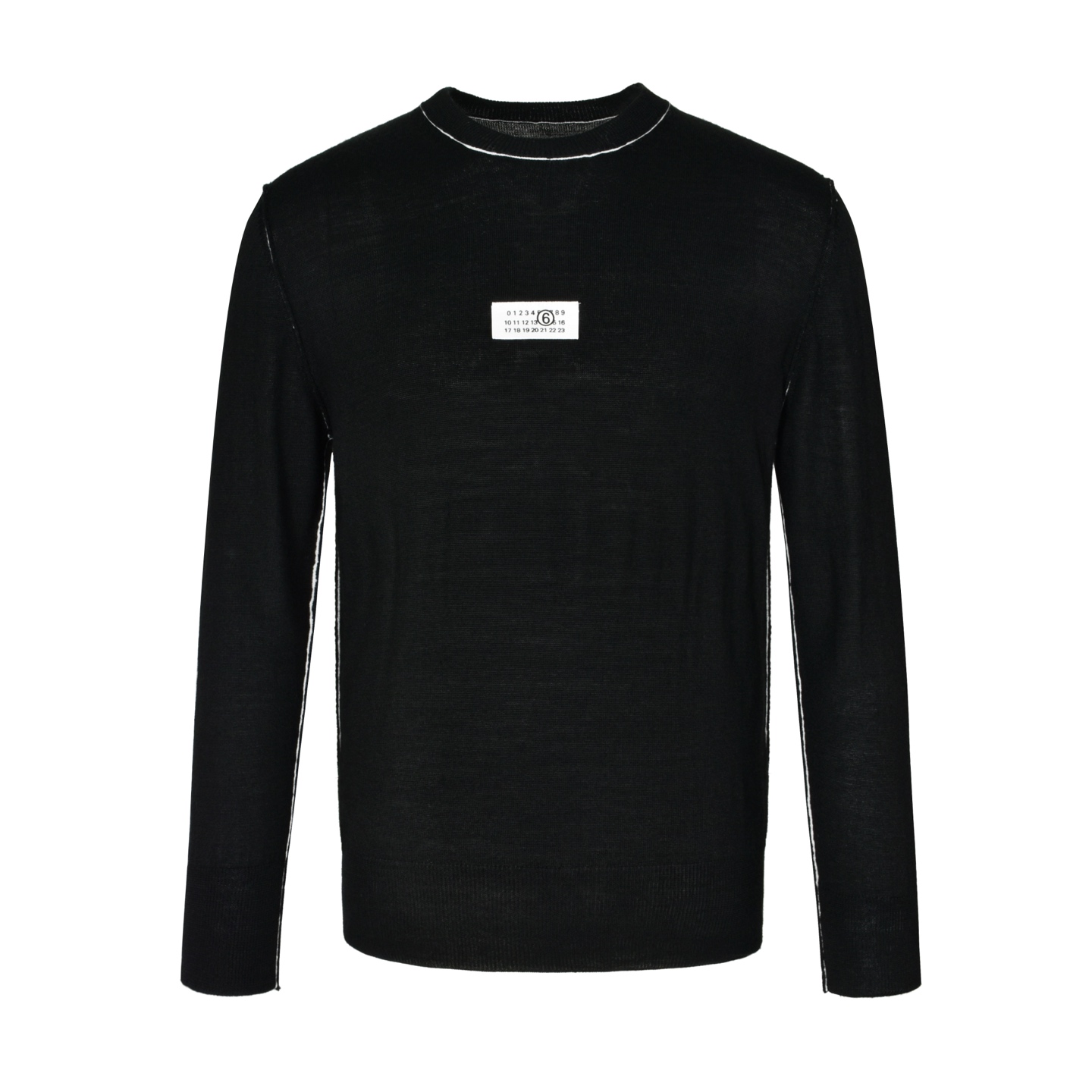 Maison Margiela 马吉拉 简约数字小标圆领毛衣 长袖 黑色 SH0HL0017M13037-900