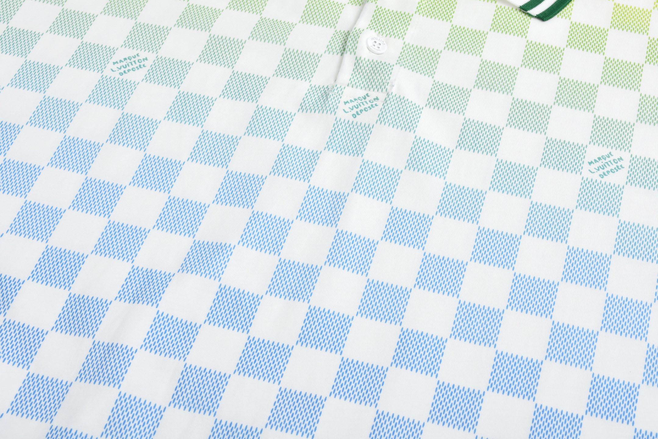 LOUIS VUITTON 路易威登 渐变棋盘格Polo衫 T恤 短袖 白色