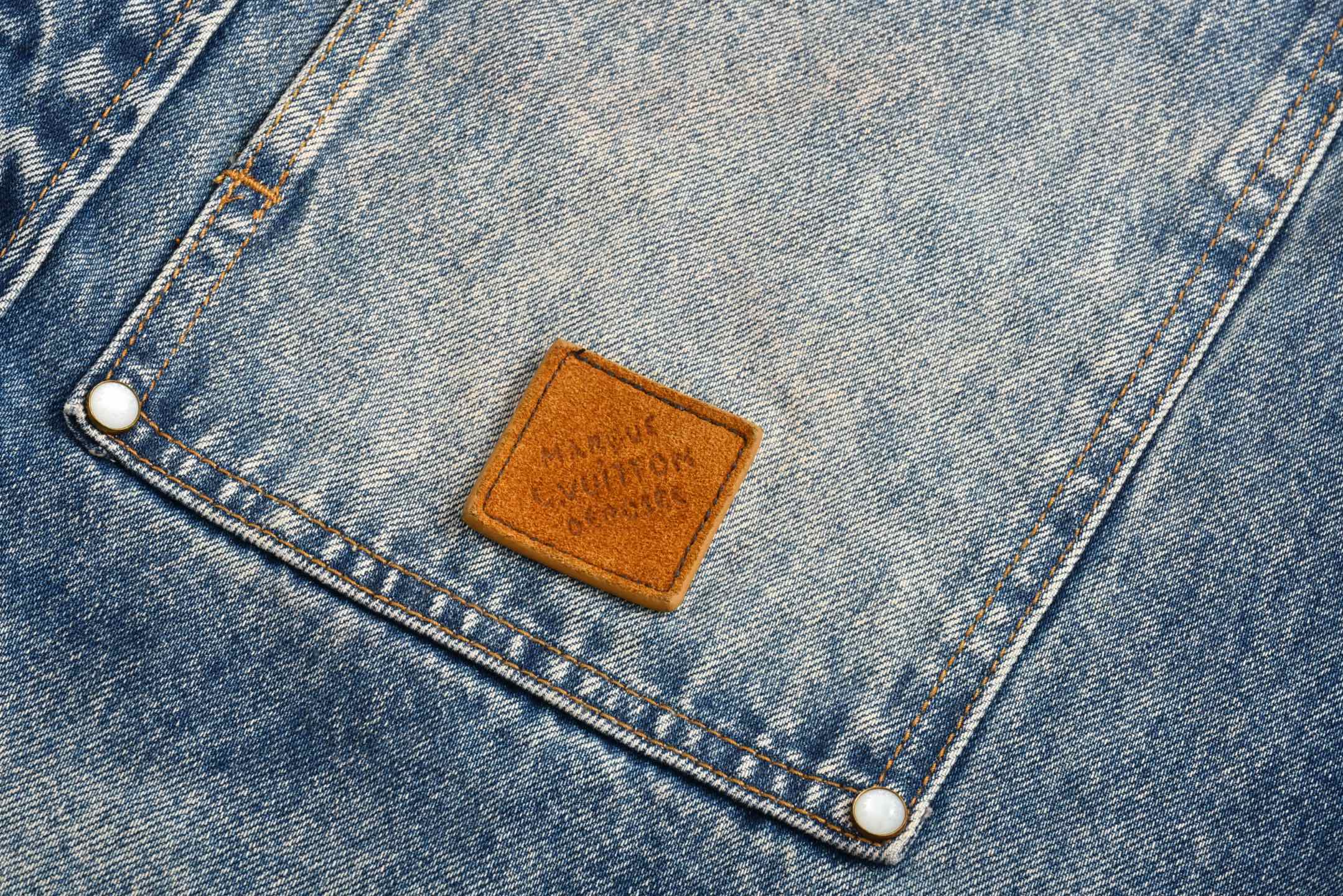 LOUIS VUITTON 路易威登 做旧不规则logo徽标牛仔衬衫 外套 牛仔衣 上衣 蓝色 1AHCI6