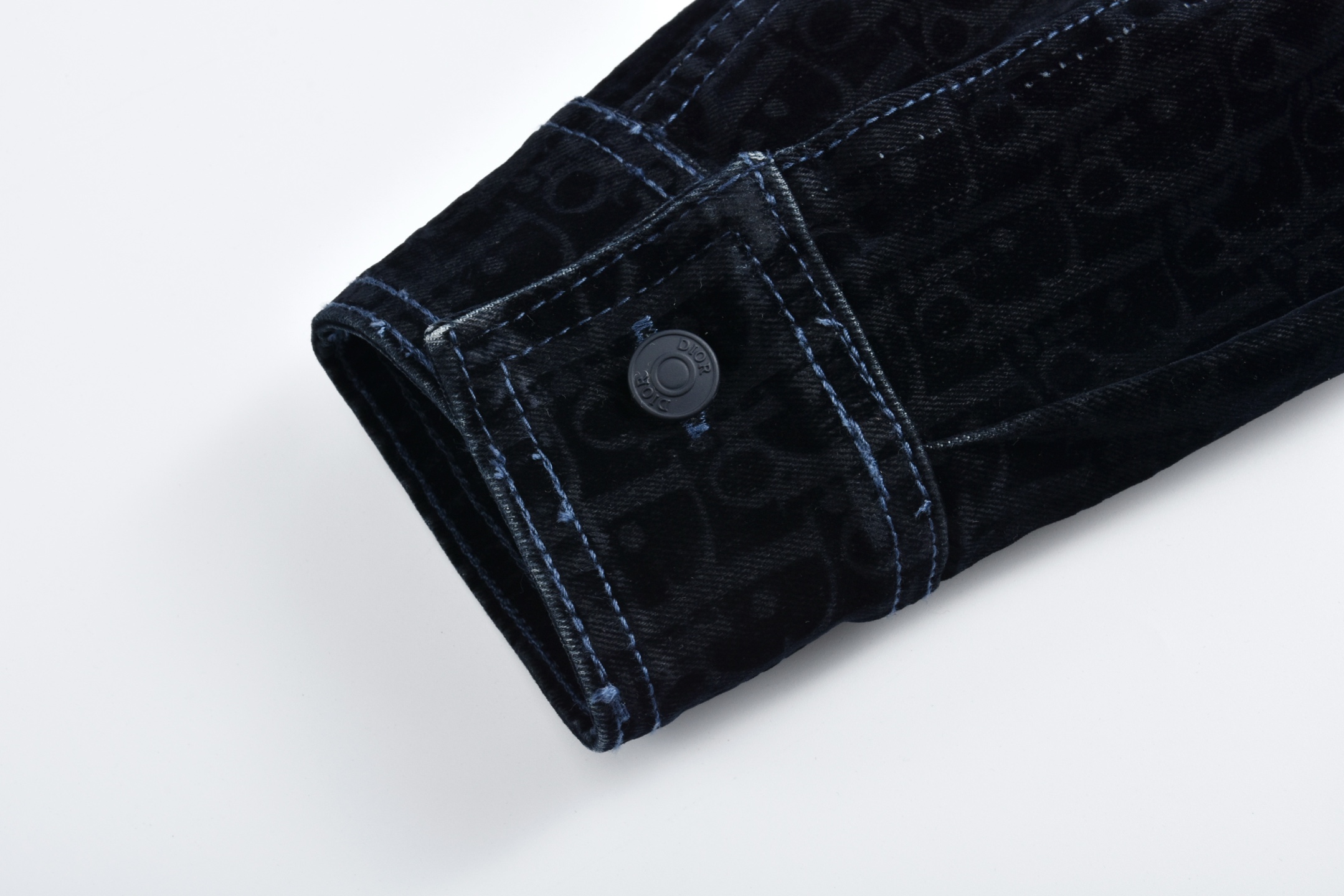 DIOR 迪奥 蛇年限定刺绣字母logo满印牛仔衬衫 外套 长袖 蓝色 513D595A321X-C584