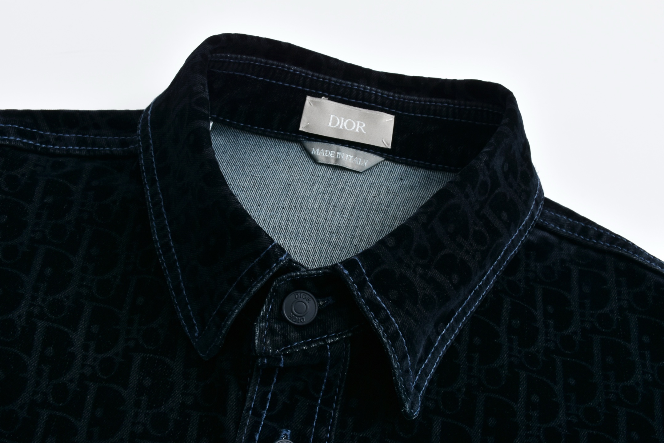 DIOR 迪奥 蛇年限定刺绣字母logo满印牛仔衬衫 外套 长袖 蓝色 513D595A321X-C584