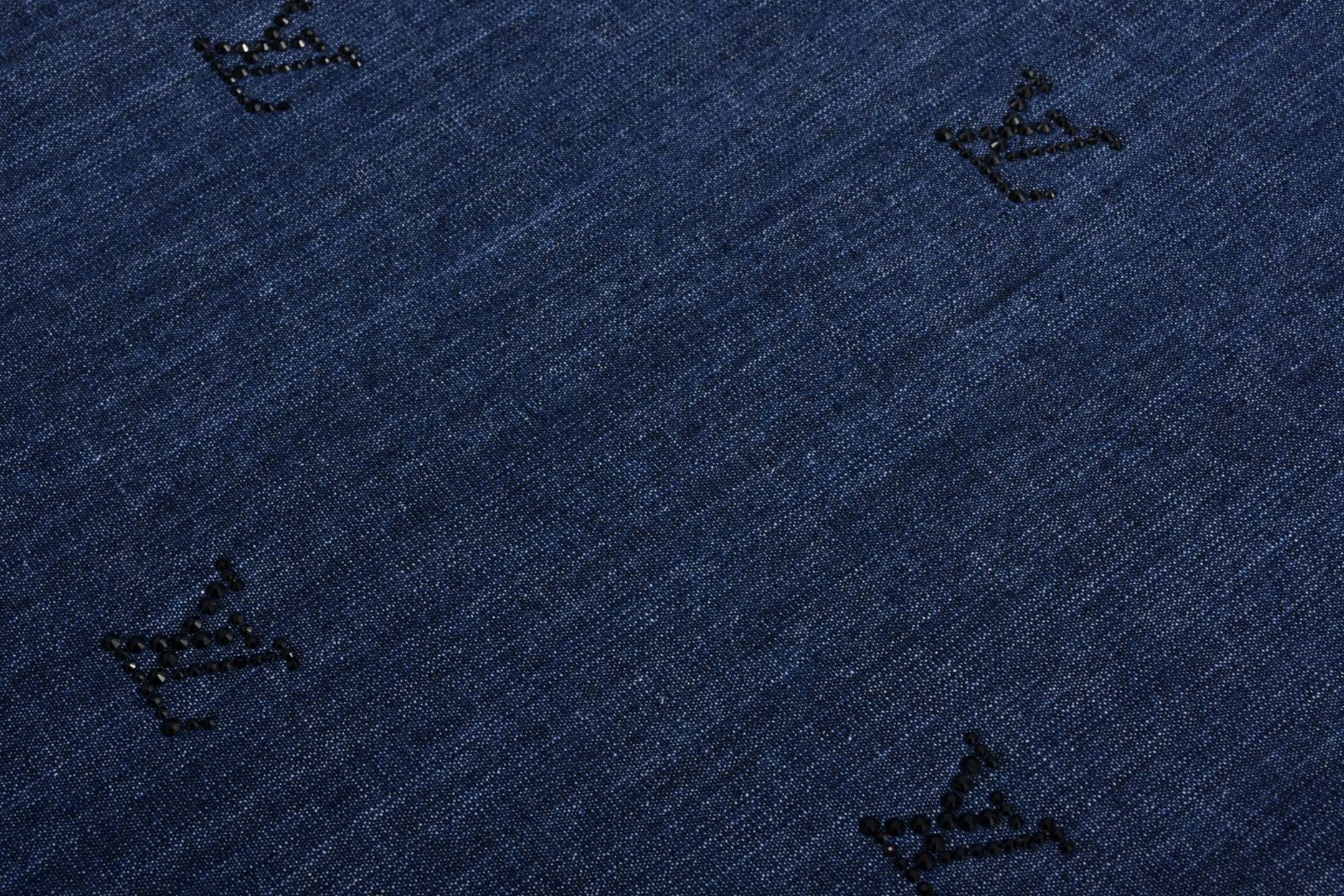 LOUIS VUITTON 路易威登 烫钻字母logo直筒牛仔裤 裤子 长裤 蓝色 1AGIUK