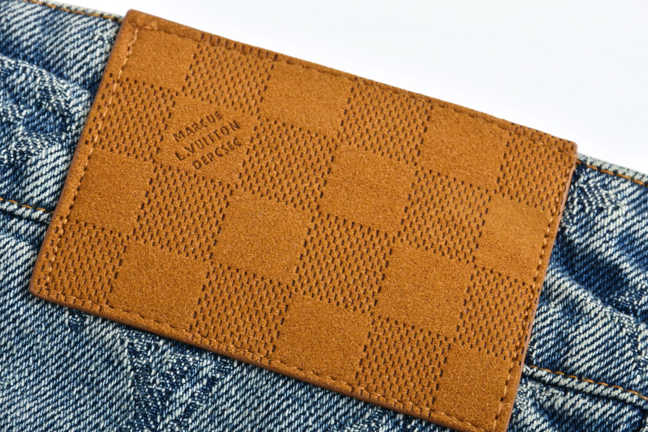 LOUIS VUITTON 路易威登 暗纹老花满印提花牛仔裤 裤子 长裤 蓝色 1AGHVC