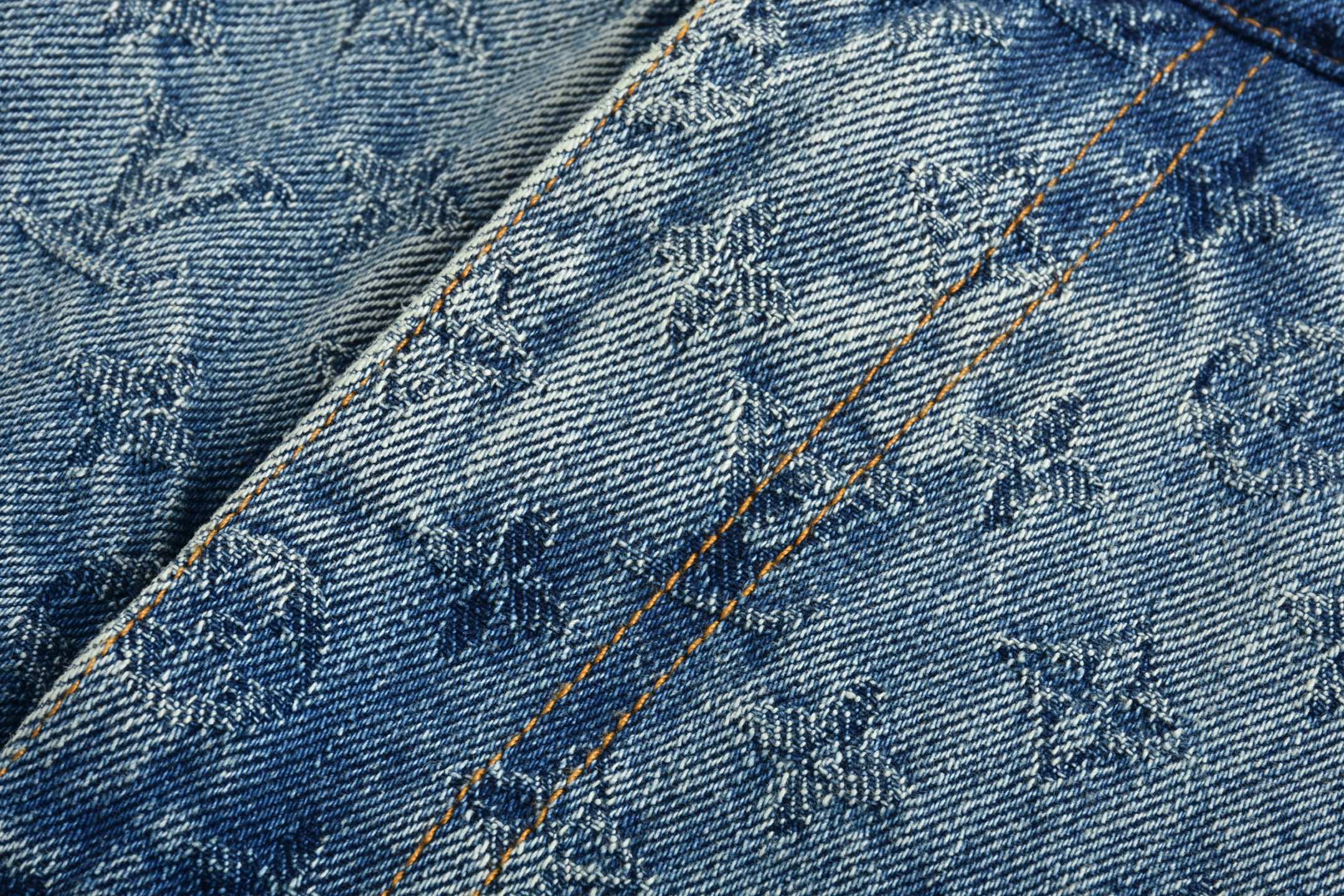 LOUIS VUITTON 路易威登 暗纹老花满印提花牛仔裤 裤子 长裤 蓝色 1AGHVC