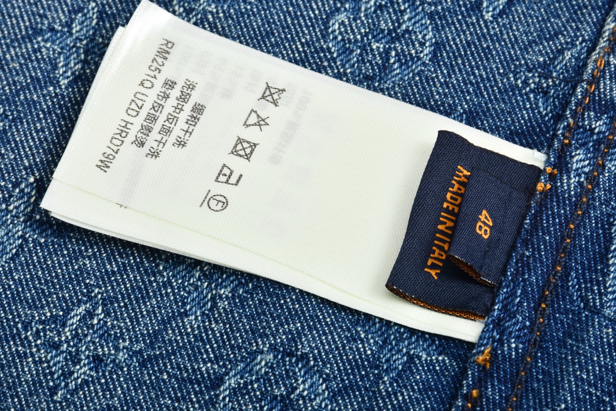 LOUIS VUITTON 路易威登 暗纹老花满印提花牛仔外套 牛仔衣 上衣 夹克 蓝色 1AGHUL