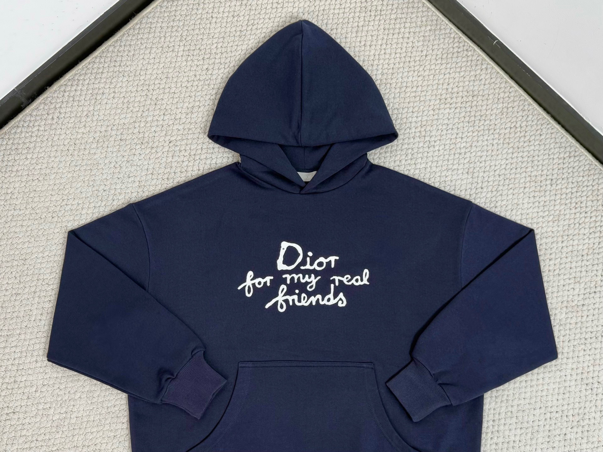 DIOR 迪奥 刺绣字母logo连帽卫衣 外套 长袖 海军蓝 583J624B0531-C580