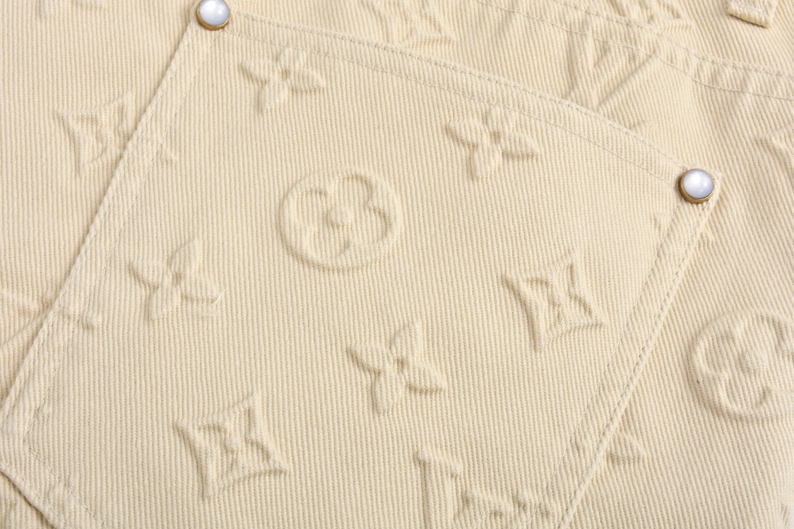 LOUIS VUITTON 路易威登 满印浮雕压花直筒牛仔裤 裤子 长裤 卡其色 1AHBLK