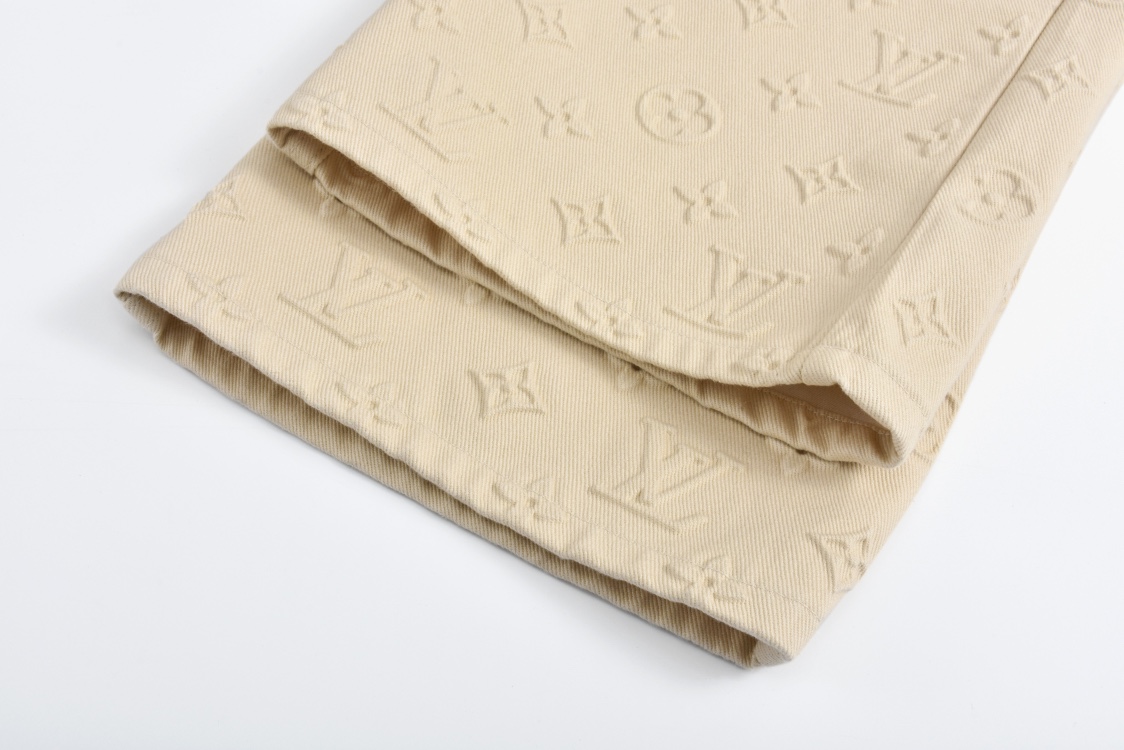 LOUIS VUITTON 路易威登 满印浮雕压花直筒牛仔裤 裤子 长裤 卡其色 1AHBLK