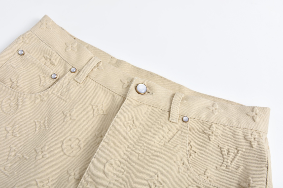 LOUIS VUITTON 路易威登 满印浮雕压花直筒牛仔裤 裤子 长裤 卡其色 1AHBLK