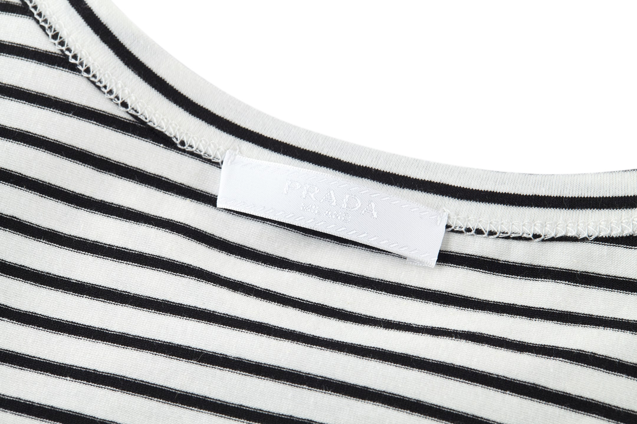 PRADA 普拉达 条纹撞色logo徽标短袖 T恤 红色 白色