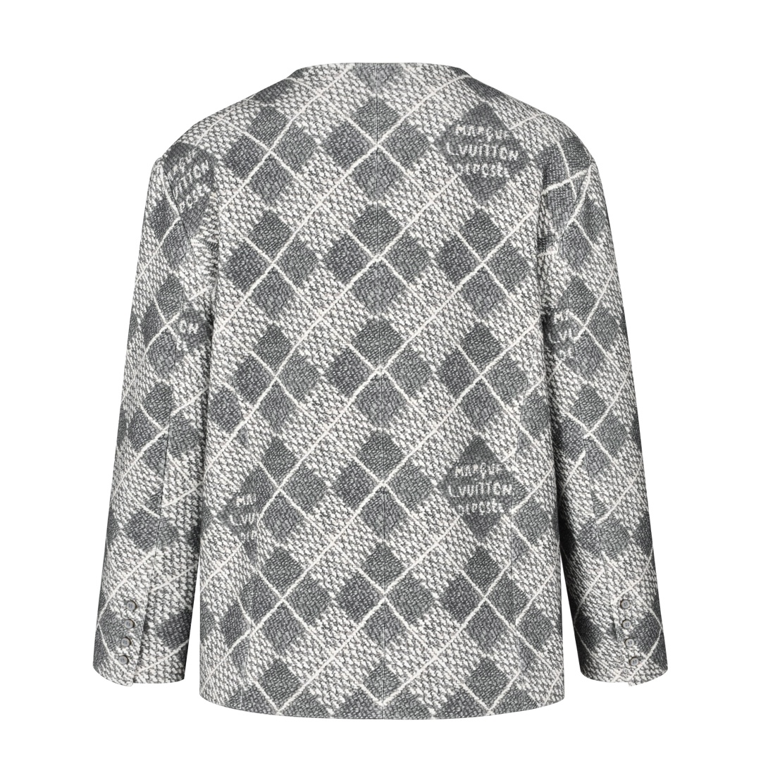 LOUIS VUITTON 路易威登 菱格无领小香风单排扣夹克 外套 灰色 1AGIZX