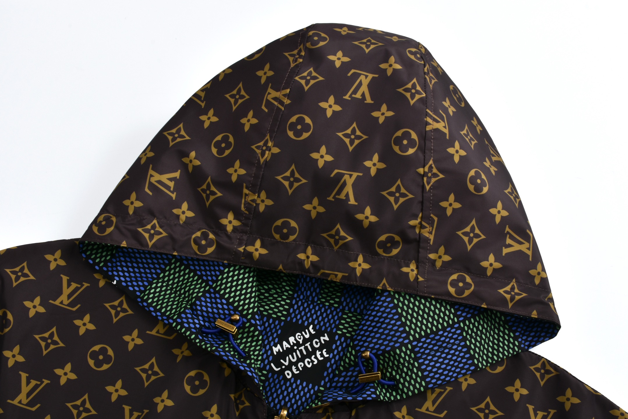 LOUIS VUITTON 路易威登 棋盘格老花双面两穿拉链连帽夹克 外套 绿色 1AHBIV