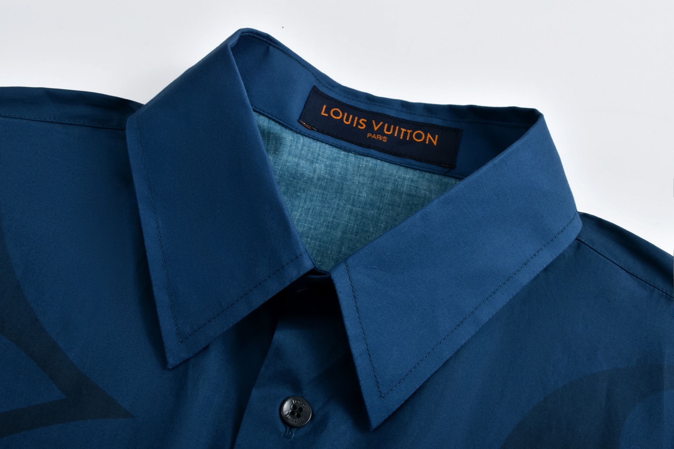 LOUIS VUITTON 路易威登 老花字母Logo印花衬衫短袖 蓝色 1AFXUJ
