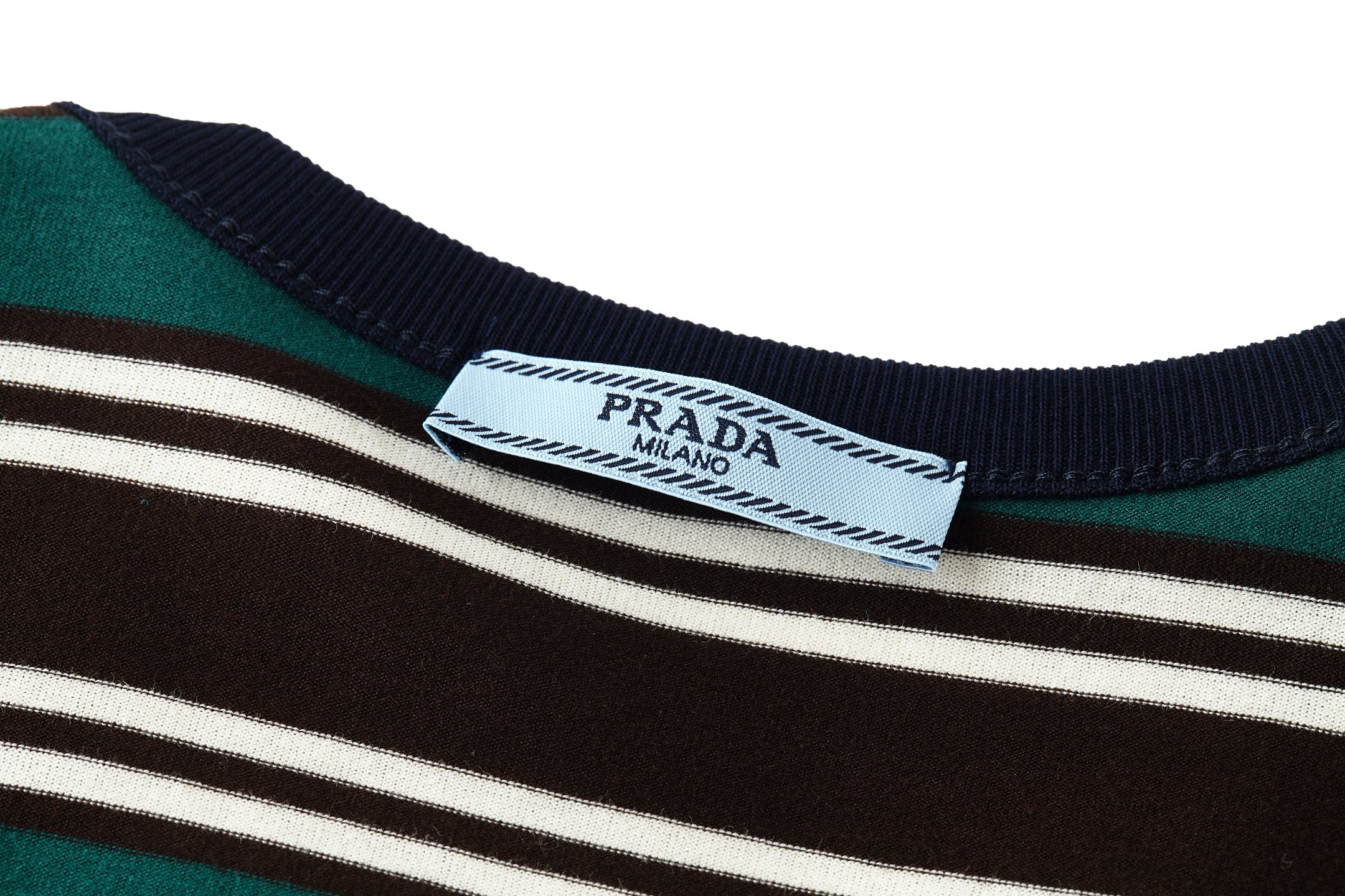 PRADA 普拉达 条纹口袋圆领短袖 T恤 绿色 39610-16XT-F0KBL-S-OOO