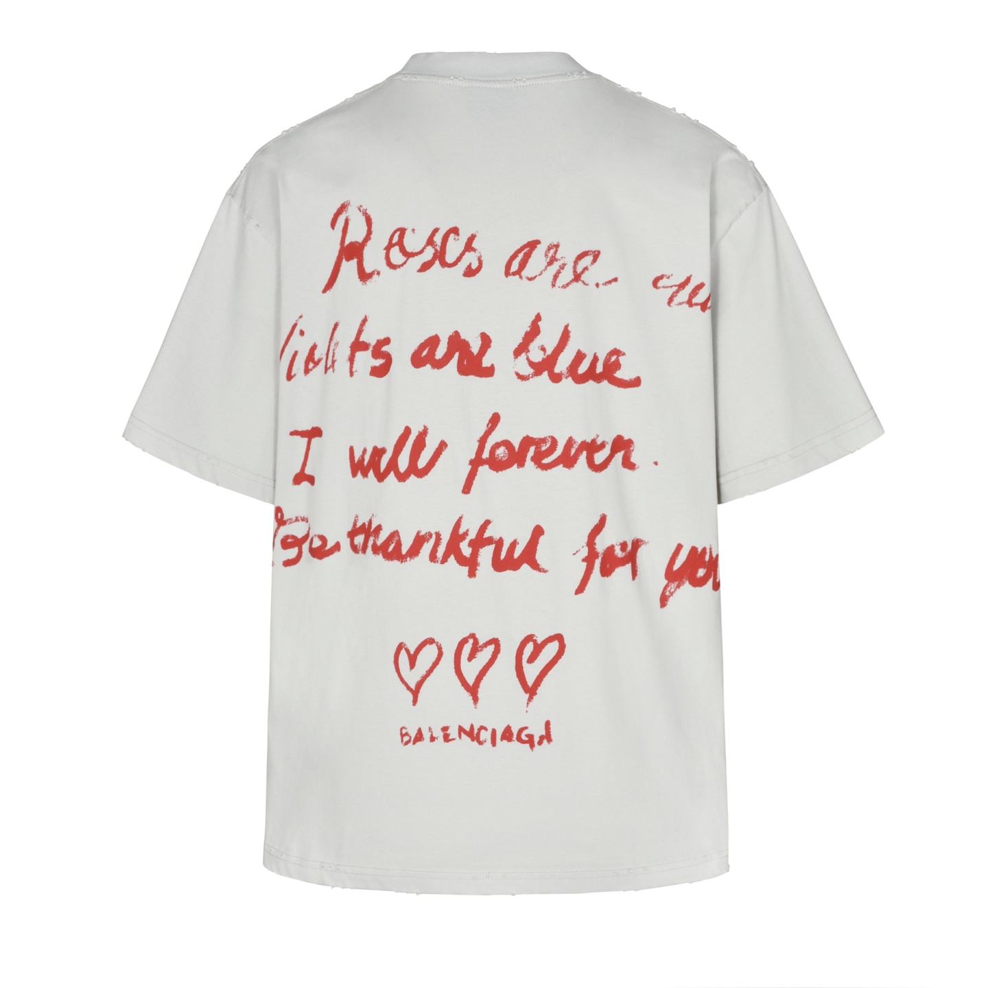 Balenciaga 巴黎世家 SS25 破洞字母logo印花圆领短袖 T恤 夏季 白色 黑色 811746TRVR29012